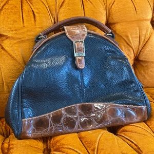 Vintage Capezio Two-toned Leather Handbag w/Buckle